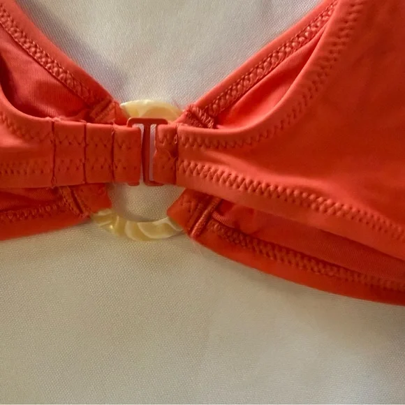 Aerie Coral Bikini Top NWT Ring Detail Padded Size M - Picture 6 of 9